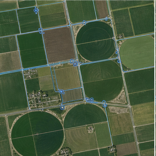 Campos agrícolas delimitados sobre una ortofoto
