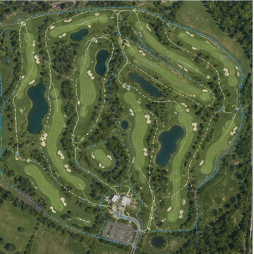 Campo de golf sobre un mapa georreferenciado