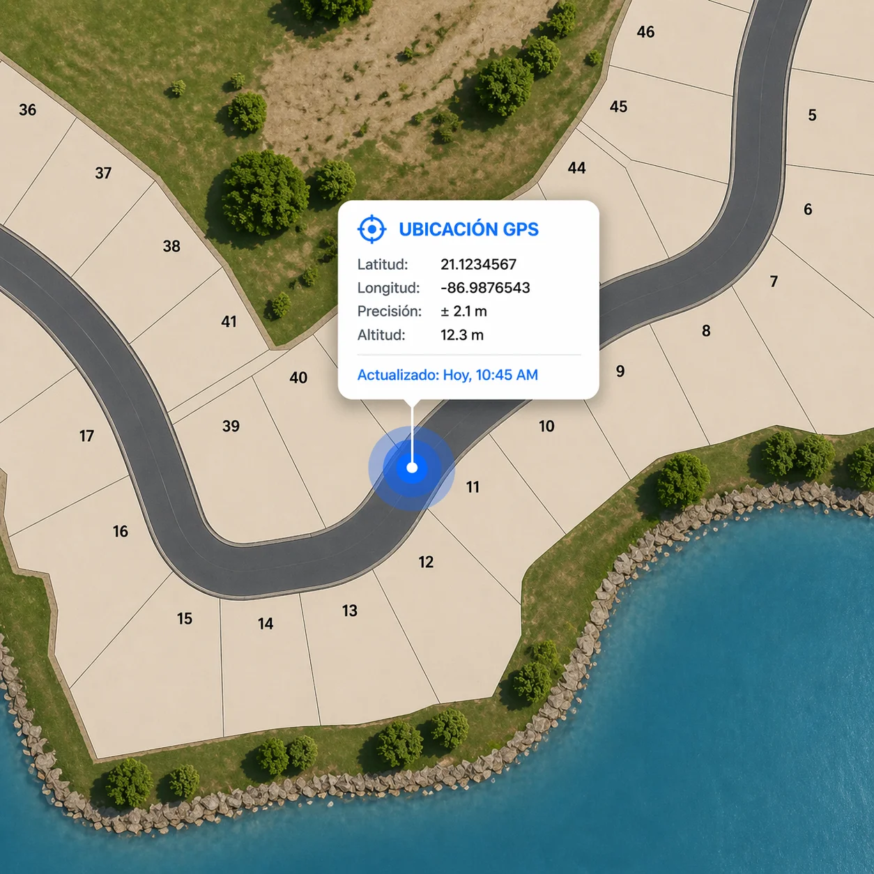 Mapio con GPS durante una visita al desarrollo