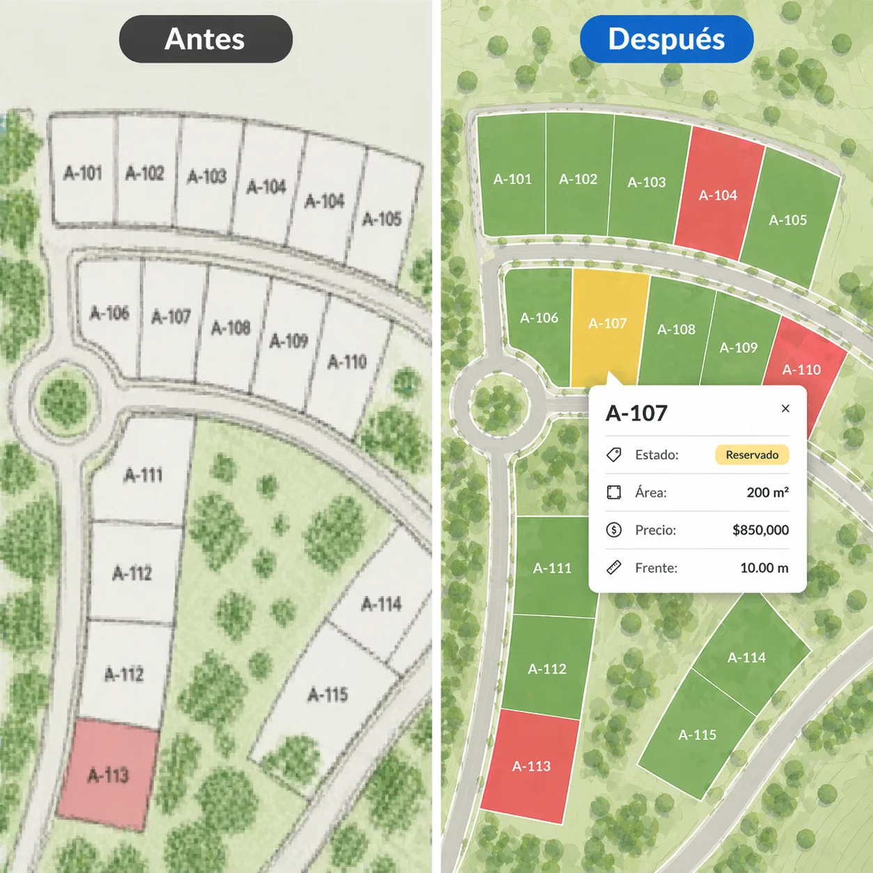 Inventario visual de lotes dentro de Mapio